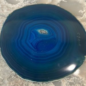 Large agate slab slices , pack of 4. Rich blue and teal color , from Brazil.